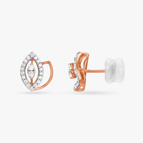 Leafy Shimmer Diamond Stud Earrings