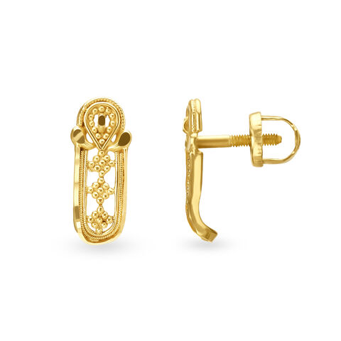 Traditional Rava Work Gold Stud Earrings