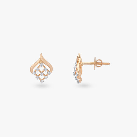 Delicate Crest Diamond Stud Earrings