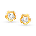 Traditional Floral Small Diamond Stud Earrings,,hi-res image number null