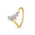 14 KT Yellow Gold Organic Whirl Diamond Finger Ring,,hi-res image number null