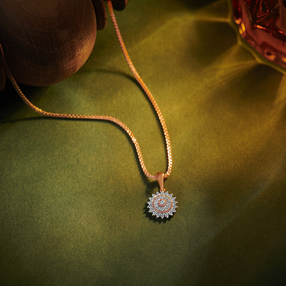 Tanishq gold chain with diamond pendant on sale