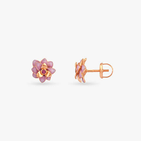 Lotus Reverie Gold Stud Earrings