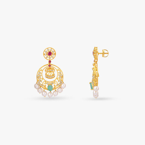 Filigree Chandbali Pearl Earrings