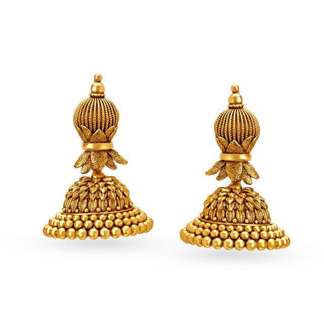 Traditional Yellow Gold Floral Drop Earrings,,hi-res image number null