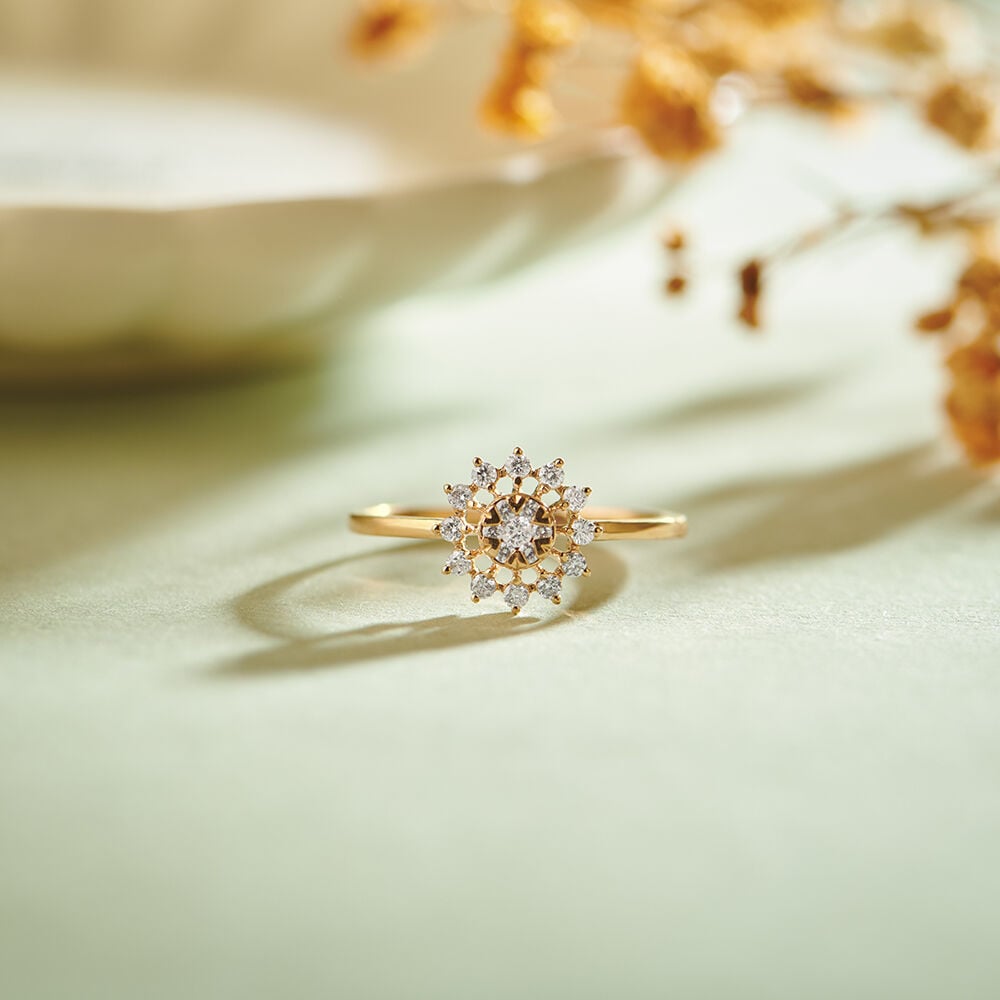 Sunflower diamond store engagement ring