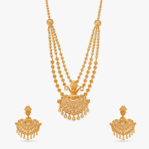 Shola Shringar Gold Necklace Set