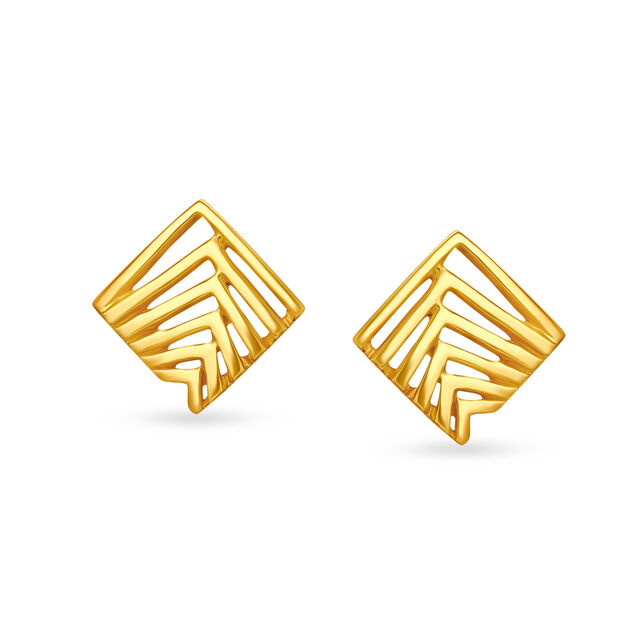 Edgy Square Gold Stud Earrings for Kids,,hi-res image number null