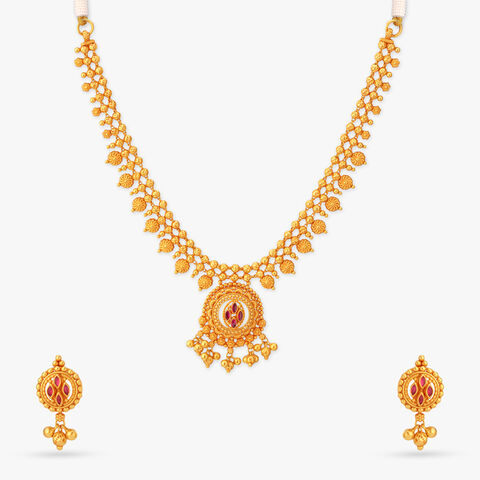 Spiral Trail Gold Necklace Set