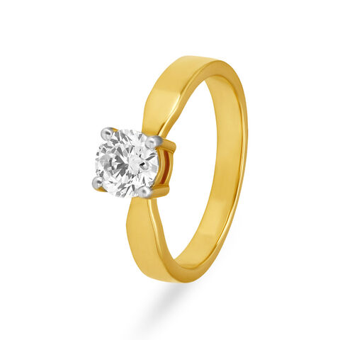 Striking 18 Karat Yellow Gold Solitaire Finger Ring