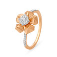Alluring Floral Rose Gold and Diamond Finger Ring,,hi-res image number null