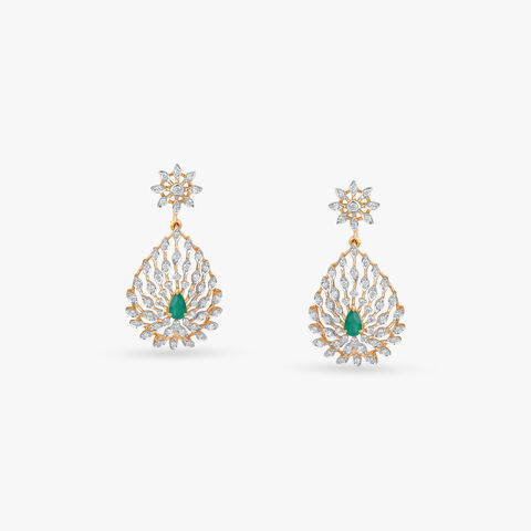 Cascading Leaf Diamond Drop Earrings