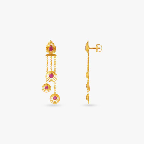 Orbit Gleam Ruby Drop Earrings
