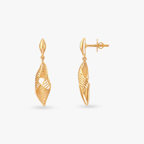 Sculpted Swirl Gold Drop Earrings