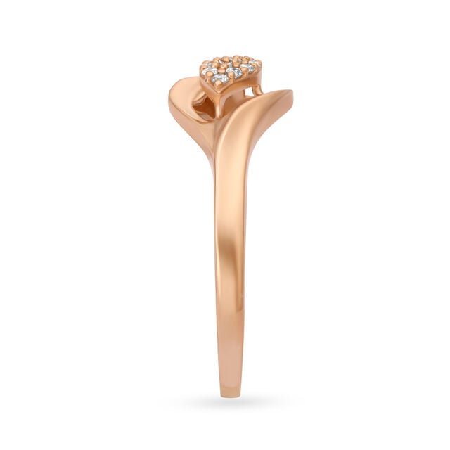 Elegant Leaf Inspired Rose Gold and Diamond Burfi Ring,,hi-res image number null