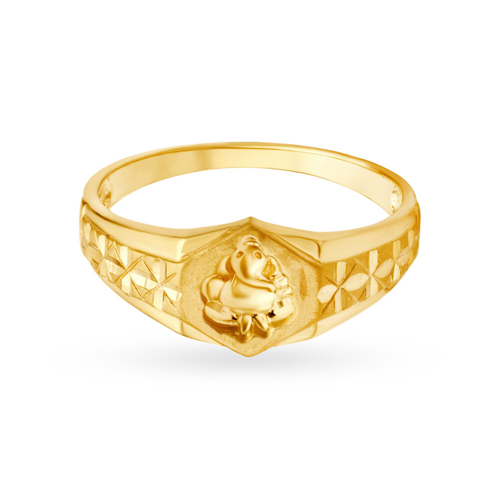 Vinayagar Motif Gold Finger Ring