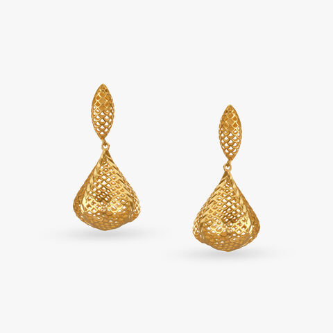 Lattice Glow Gold Drop Earrings
