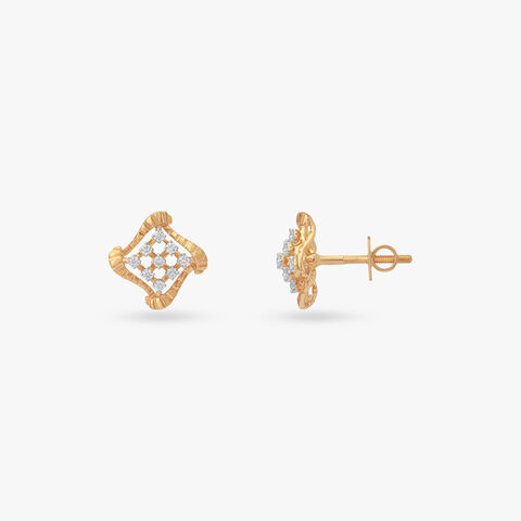 Lattice Bloom Diamond Stud Earrings