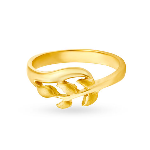 Arresting 22 Karat Yellow Gold Leaf Pattern Ring alternate view 1