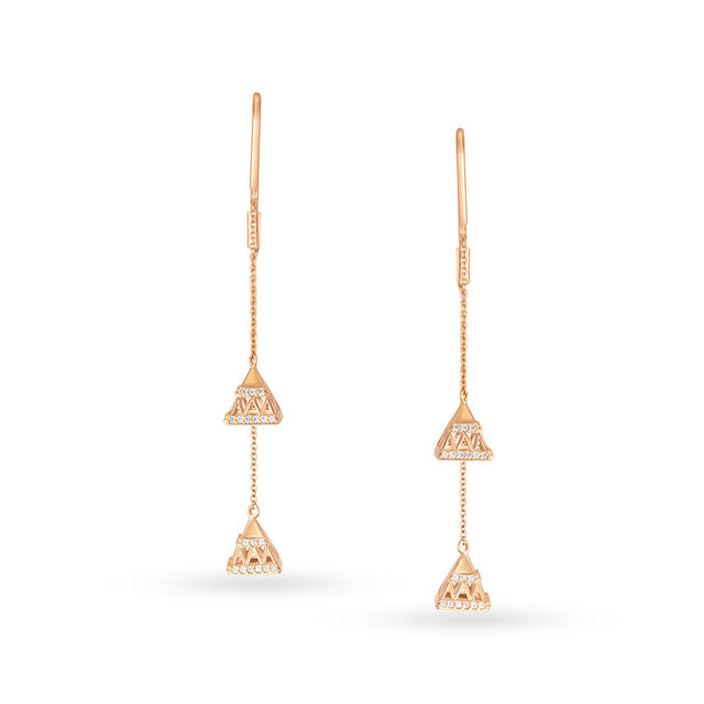 Chic Diamond Hoop Earrings in Rose Gold,,hi-res image number null