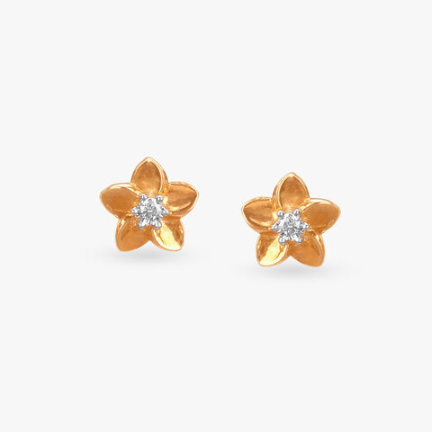 Dainty Bloom Diamond Stud Earrings For Kids