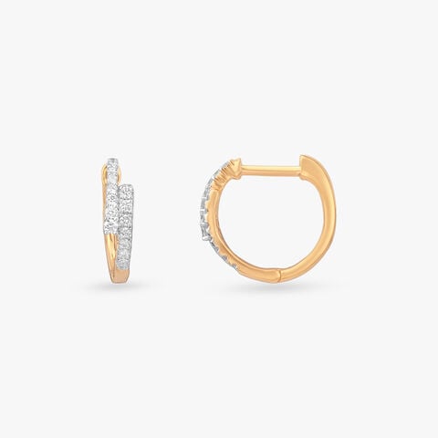 Parallel Shift Diamond Gold Hoop Earrings