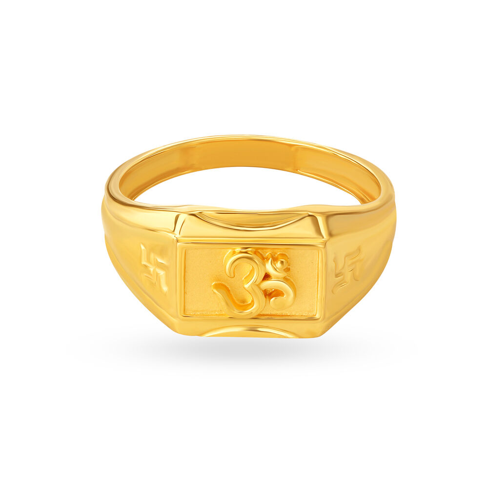 Religious 22 Karat Yellow Gold Om Finger Ring