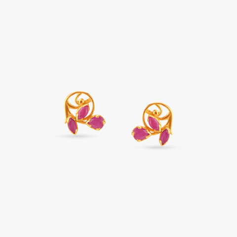 Whirling Bloom Ruby Stud Earrings