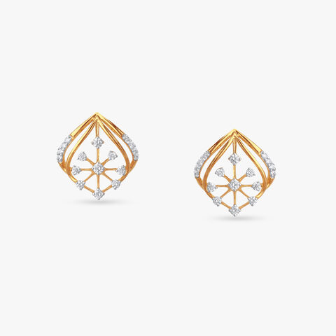 Charming Petal Diamond Stud Earrings