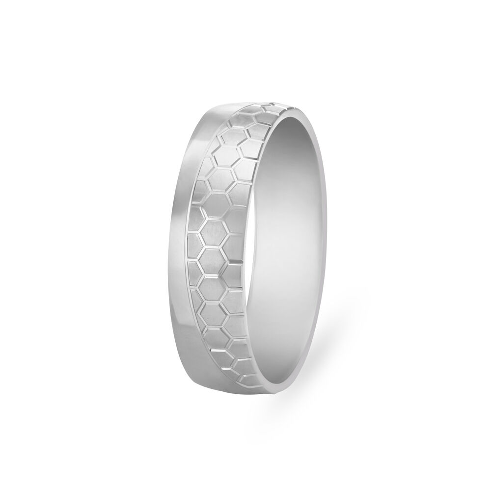 Hexagon Carved Pattern Gold Finger Ring For Men