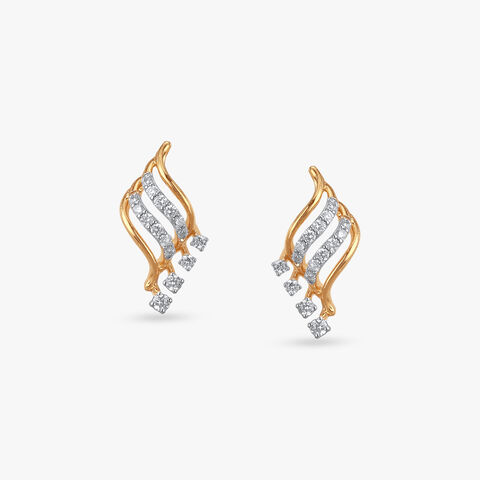 Ripple Sparkle Diamond Stud Earrings