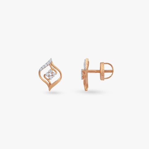 Petal Curve Diamond Stud Earrings