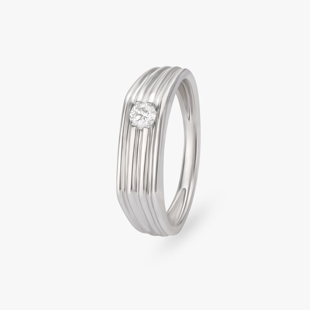 Round Cut Diamonds Mens Ring in 14KT White Gold – Primesettings