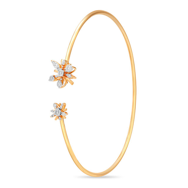 14 Karat Yellow Gold Blooming Diamond Bangle,,hi-res image number null