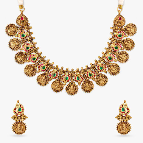 Mayura Medallion Gold Necklace Set