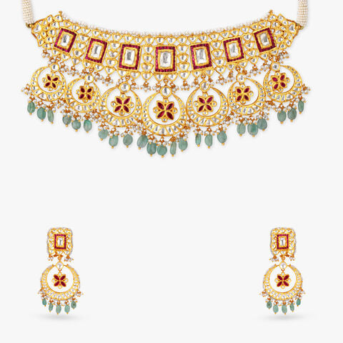 Mint Medallion Gold Necklace Set