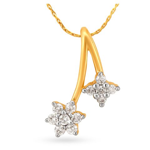Enrapturing 18 Karat Yellow Gold And Diamond Floral Pendant