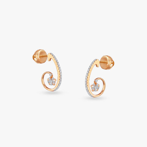 Blooming Spiral Diamond Hoop Earrings