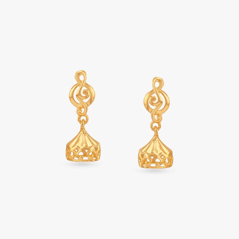 Aurora Twist Gold Jhumka Earrings
