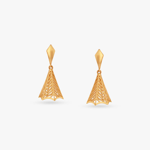 Angular Filigree Gold Jhumka Earrings