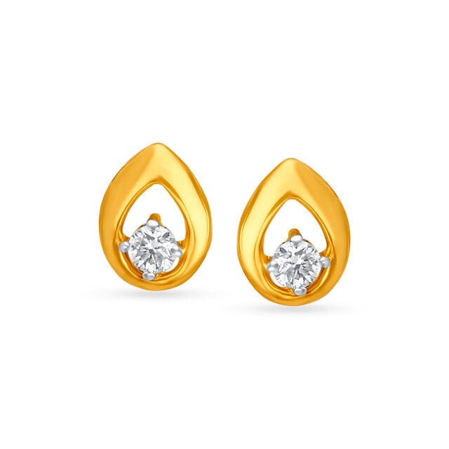Dainty Bud Shaped Diamond Stud Earrings,,hi-res image number null