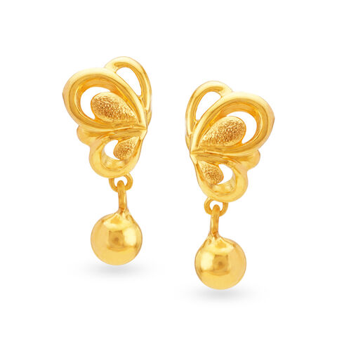 Stylised Rawa Work Teardrop Gold Drop Earrings