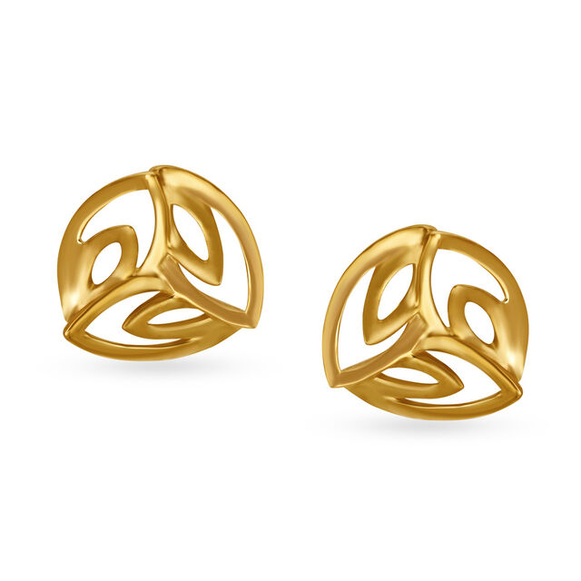 Mia by Tanishq 14KT Yellow Gold Stud Earrings with Floral Design