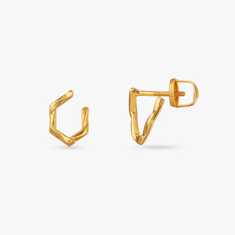 Edgy Sculpted Gold Stud Earrings