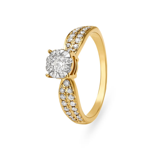 Luminous 18 Karat Yellow Gold And Diamond Finger Ring,,hi-res image number null