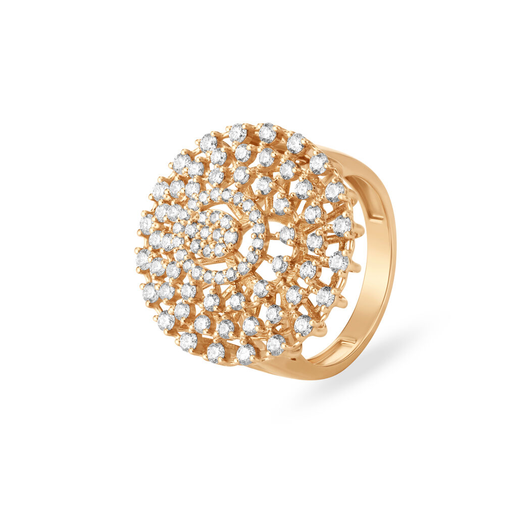 Round Twinkling Diamond Cocktail Finger Ring