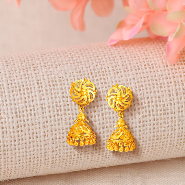 Enticing Gold Jhumki Earrings,,hi-res image number null