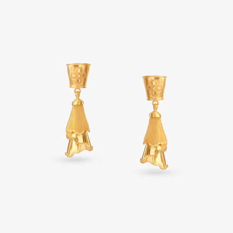 Temple Bell Gold Drop Earrings