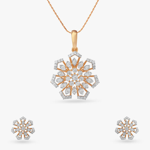 Snowflake Diamond Pendant Set