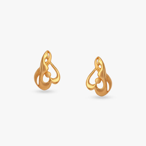 Twisted Heart Gold Stud Earrings